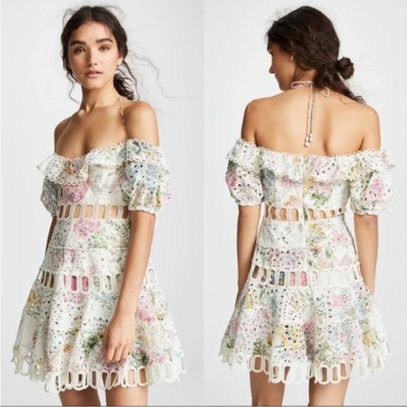 ZIMMERMANN Heathers Off shoulder Floral Mini Dress - Picture 2 of 12